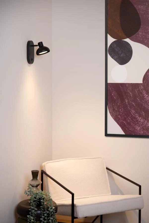 Lucide SENSAS - Lámpara de cabecera / Lámpara de pared - 1xGU10 (ES111) - Negro - ambiente 1